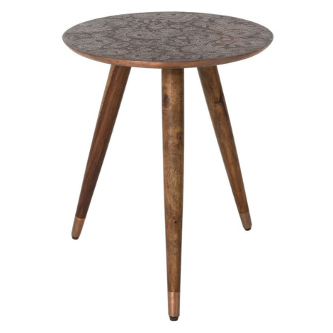 Medený odkladací stolík Dutchbone Bast, ⌀ 40 cm