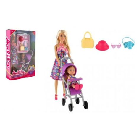 Bábika Anlily 30cm s dievčatkom a kočíkom + doplnky plast Teddies