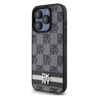 DKNY PU Leather Checkered Pattern and Stripe Apple iPhone 15 Pro Max DKHCP15XPCPTSSK Black