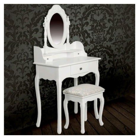 Toaletný stolík s taburetom biela Dekorhome,Toaletný stolík s taburetom biela Dekorhome vidaXL