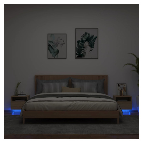 vidaXL Nočné stolíky s LED svetlami 2 ks dub sonoma 40x39x37 cm