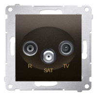 Anténná zásuvka R-TV-SAT priechodná, tlm.:10dB, hnedá matná