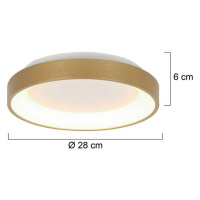 Stropné svietidlo Ringlede LED, zlaté, výška 6 cm, Ø 28 cm