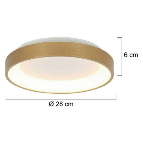 Stropné svietidlo Ringlede LED, zlaté, výška 6 cm, Ø 28 cm Steinhauer BV