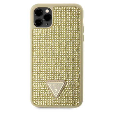 Guess Rhinestones Triangle Metal Logo Kryt pre iPhone 11 Pro Max Gold