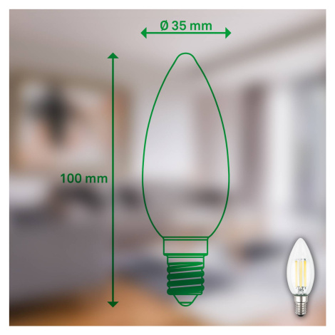 LED žiarovka sviečka E14 2,5W číra 3000K 525 lm EEK A 2er