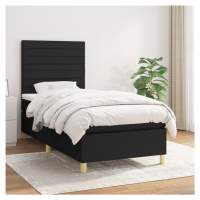 vidaXL Posteľný rám boxspring s matracom čierny 90x190 cm látka