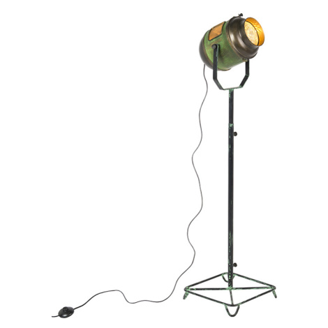 Priemyselná stojaca lampa bronzová so zelenou farbou 140 cm - Byron QAZQA
