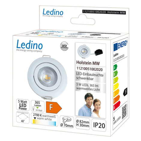 LED vstavané svetlo Holstein MS, IP20 40°, biele Ledino