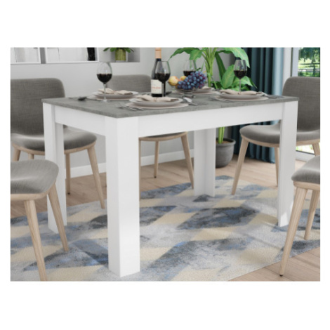 Jedálenský stôl Adam 120x80 cm, biely/šedý betón, rozkladací% Asko