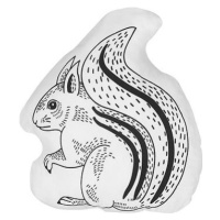 BELIANI, Detský vankúš veverička 42 × 48 cm čiernobiely KOLKATA, 243912