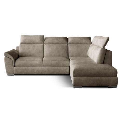 Béžová zamatová rozkladacia/s úložným priestorom rohová pohovka (pravý roh/do L) Loreto – ELTAP