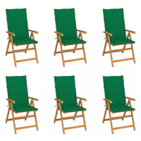 Záhradná stolička 6 ks teak / látka Dekorhome Zelená,Záhradná stolička 6 ks teak / látka Dekorho