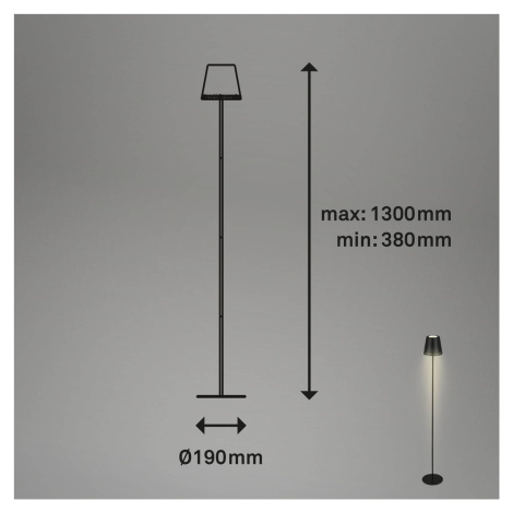 Nabíjateľná stojacia lampa Kiki LED, 2 700 K, čierna Briloner