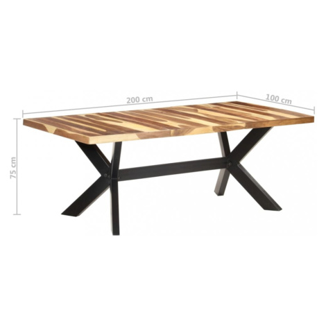 Jedálenský stôl masívne drevo / oceľ Dekorhome 200x100x75 cm,Jedálenský stôl masívne drevo / oce vidaXL