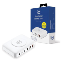 3mk sieťová nabíjačka - Hyper Charger PowerMax 100W, GaN 4x USB-C (PD) / 2x USB, biela