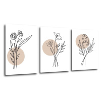 Impresi Obraz Kvety škandinávsky štýl - 150 x 70 cm (3 dielny)
