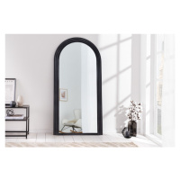 Estila Art deco dizajnové zrkadlo Swan oblúkového tvaru so čiernym kaskádovým rámom 160cm