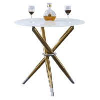 KONDELA Donio okrúhly jedálenský stôl biela / zlatá