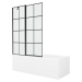 MEXEN/S - Cubik obdĺžniková vaňa 150 x 70 cm s panelom + vaňová zástena 120 cm, čierna vzor 5503