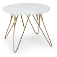 Besoa Round Pearl, konferenčný stolík, 55 x 45 cm (Ø x V), mramorový vzhľad, zlatý/biely
