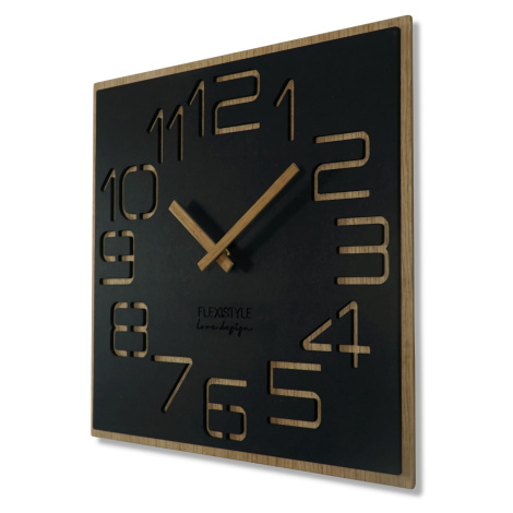 domtextilu.sk Dizajnové nástené hodiny v kombinácii dreva a čiernej farby 40 cm 47307