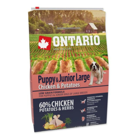 Krmivo Ontario Puppy & Junior Large Chicken & Potatoes 2,25kg