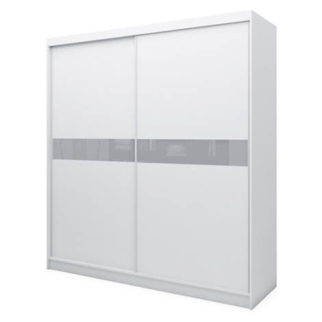 Expedo Skriňa s posuvnými dverami ALEXA, biela / šedé sklo, 200x216x61