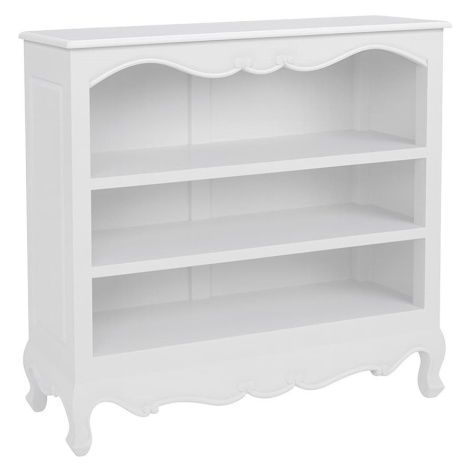 Estila Luxusná provensálska nízka knižnica Mahani s tromi policami a vyrezávaným zdobením v biel