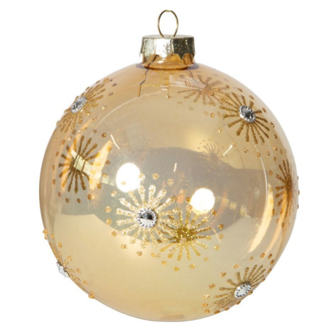 Zlatá sklenená vianočná guľa 10 cm - sada 4 ks Eurofirany