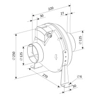 Ventilátor VK 125 radiálny potrubný (VENTS)