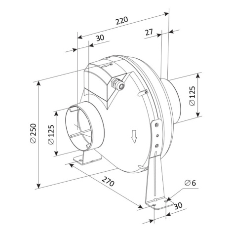 Ventilátor VK 125 radiálny potrubný (VENTS)