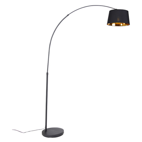 Moderná oblúková lampa čierna so zlatou - Arc Basic