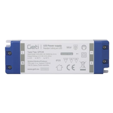 Zdroj spínaný pre LED 12V/ 30W  GETI  GPS30, IP20