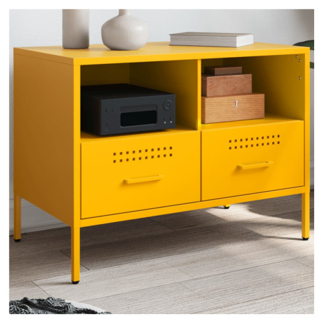 vidaXL TV skrinka horčicovožltá 68x39x50,5 cm oceľ