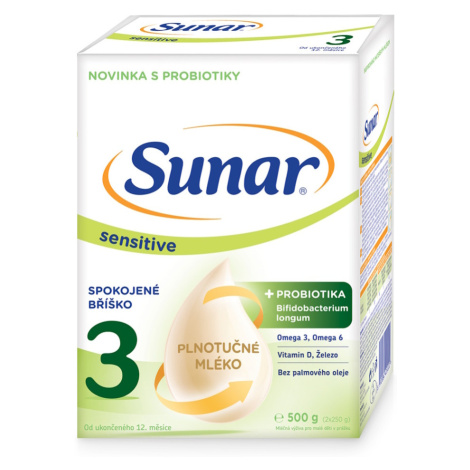 SUNAR Sensitive 3 pokračovacie dojčenské mlieko 12m+ 500 g