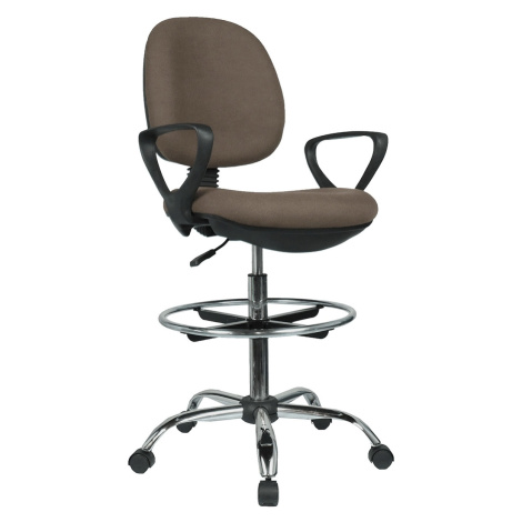 KONDELA Tamber kancelárska stolička s podnožkou hnedá / čierna / chróm Tempo Kondela