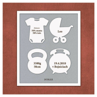 Drevená pamätná tabuľka pre novorodenca , Biela / Strieborná