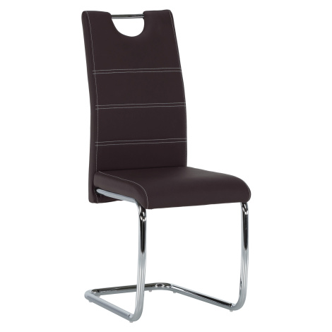 Jedálenská stolička, hnedá/svetlé šitie, ABIRA NEW Tempo Kondela