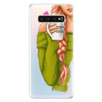 Odolné silikónové puzdro iSaprio - My Coffe and Redhead Girl - Samsung Galaxy S10+