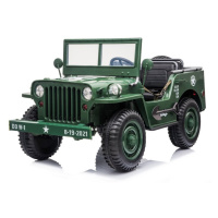 mamido  Detský elektrický vojenský Jeep Willys 4x4 trojmiestny zelený