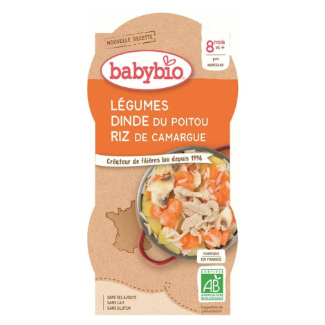 BABYBIO menu zelenina s morčacím mäsom a ryžou 2x200 g