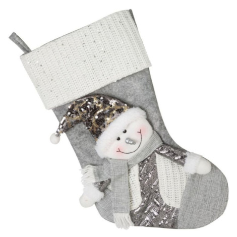 Vianočná dekorácia v tvare ponožky so snehuliakom
