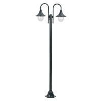 vidaXL Záhradná stĺpová lampa E27 220 cm hliník 2-lampáše tmavozelená