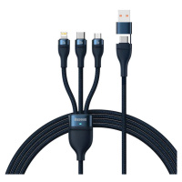Kábel 3in1 USB cable Baseus Flash Series 2, USB-C + micro USB + Lightning, 100W, 1.2m (blue)
