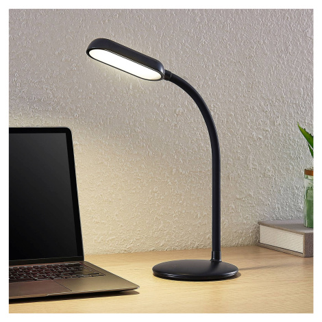 Prios LED dobíjacia stolová lampa Opira, čierna, USB, dotykový stmievač