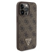 Guess 4G Strass Triangle Metal Logo Kryt pre iPhone 15 Pro Max, Hnedý