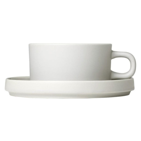 Súprava 2 bielych keramických šálok na kávu s tanierikmi Blomus Pilar, 170 ml