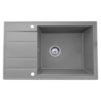 Sink Quality Ferrum New 8010, 1-komorový granitový drez 800x500x210 mm + chrómový sifón, šedá, S