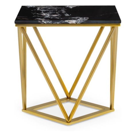 Besoa Black Onyx II, konferenčný stolík, 50 x 55 x 35 cm (Š x V x H), mramorový vzhľad, zlatý/či